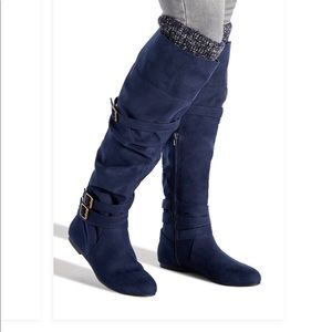 Navy blue wide calf boots in size 9